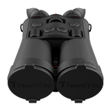 ThermTec Ventus 335L multi-spectrum binoculars, top view of control buttons with ThermTec lens caps
