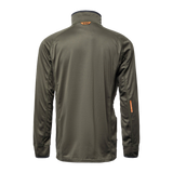 Spika Guide men's lightweight half-zip top in Olive, back view with orange collar tab