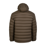 Spika Hideout men's packable puffer jacket in Mud Brown, back view of the quilted baffles