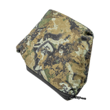 Spika Scout men's jacket in Biarri Camo, packed down into its zippered stuff pouch