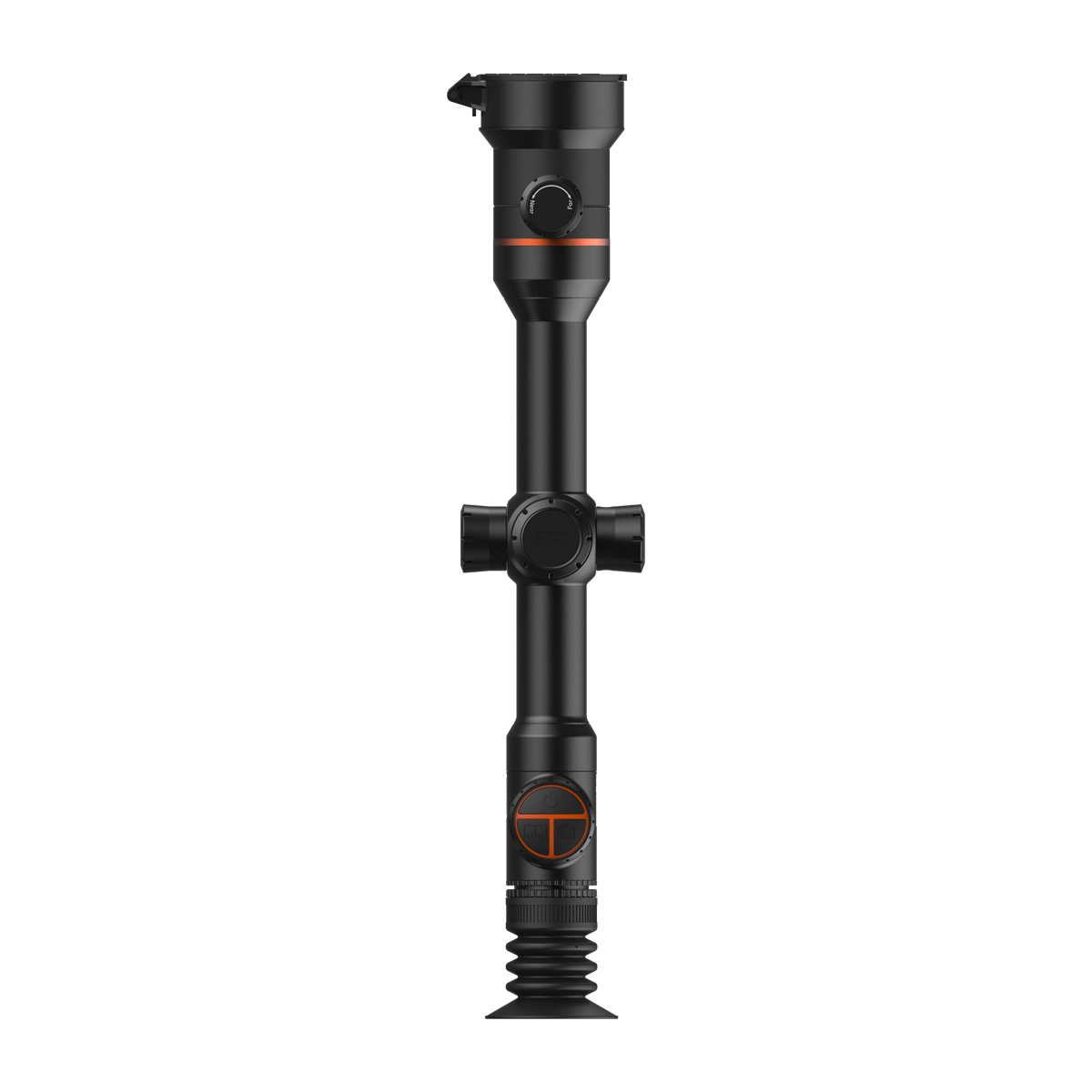 ThermTec Ares 650 2.0 thermal tube scope in black, top-down view of turrets and controls