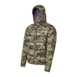 Spika Terra men's puffer jacket in Biarri Camo, three-quarter studio view with hood up