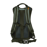 Spika Drover II Hydro Pack 15L in Olive Summit, rear view of ventilated mesh back panel and shoulder straps