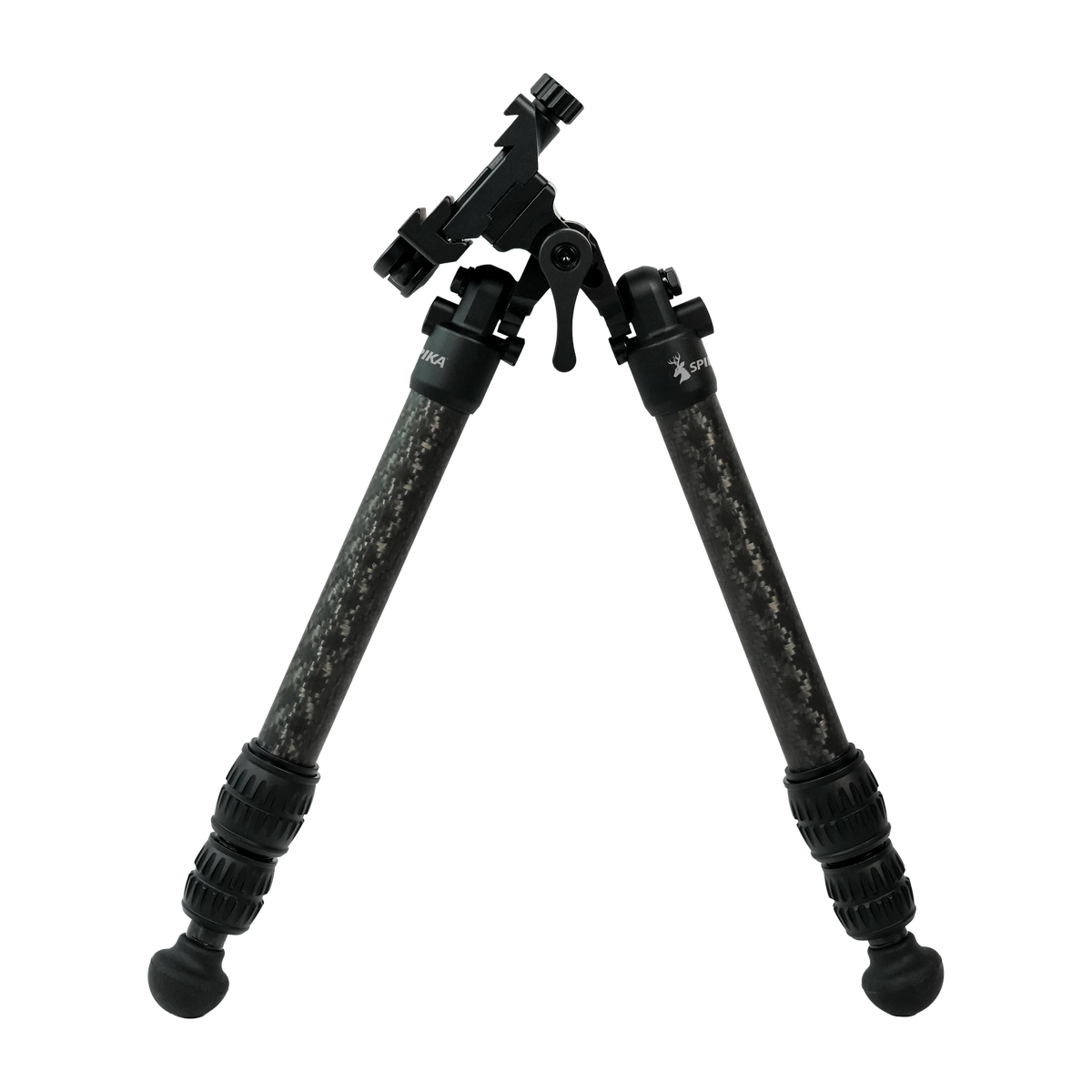 Spika Velocity Carbon Bipod 5-18in tilted on its pan and tilt head