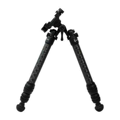 Spika Velocity Carbon Bipod 5-18in tilted on its pan and tilt head