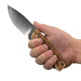 Spika Bushmaster Jeremiah fixed blade knife held in hand to show grip size and blade length