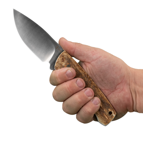 Spika Bushmaster Jeremiah fixed blade knife held in hand to show grip size and blade length