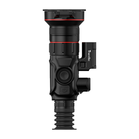 ThermTec Vidar-LRF 660L 2.0 thermal compact scope, top-down view of controls, focus ring and rangefinder unit