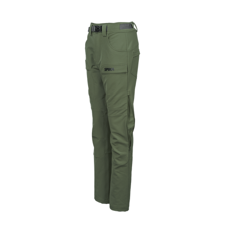Spika Recon women's hunting pants in Ivy Green, side-angle view showing the leg vent zip