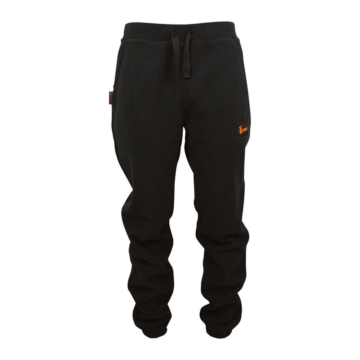 Spika men's black fleece track pants with drawstring waist from the 5 Piece Box Pack, front view