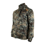 Spika Bandit men's hunting hoodie in Biarri Camo, three-quarter view with chest zip pocket