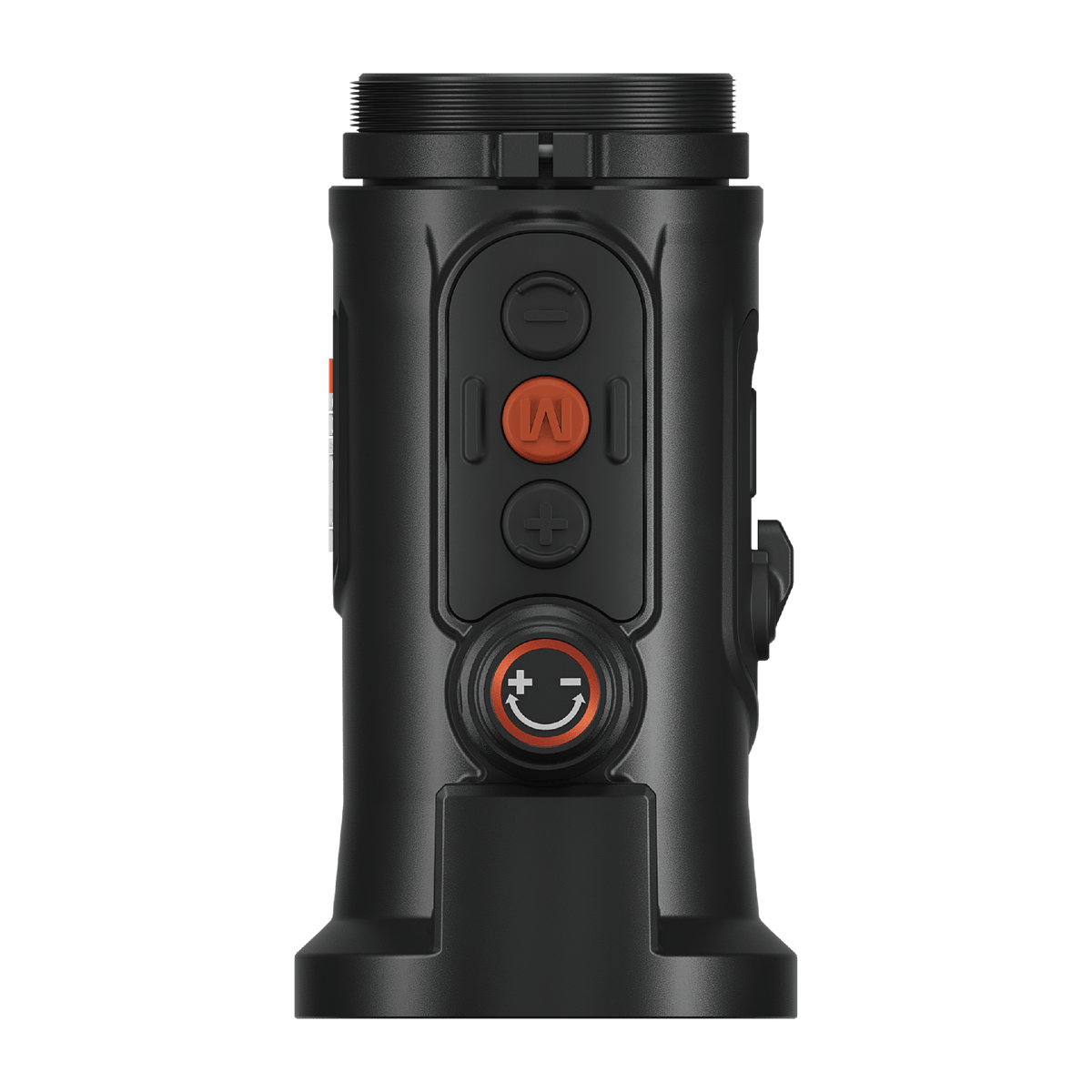 ThermTec Hunt Pro 650L thermal clip-on, top-down view of control buttons and rotary dial
