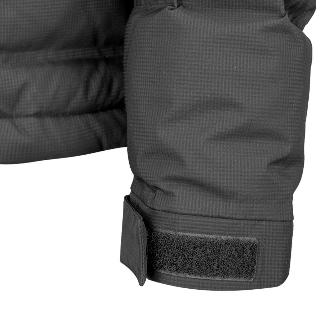 Spika Terra men's puffer jacket in Black, close-up of the hook-and-loop adjustable cuff