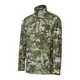 Spika Guide men's lightweight half-zip hunting top in Biarri Camo, three-quarter view