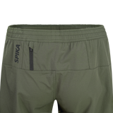 Close-up of the rear zip pocket and SPIKA logo on Spika GO Arid men's olive quick dry shorts