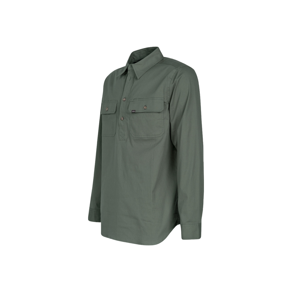 GO Work Half Button Shirt - Mens - Green - 45