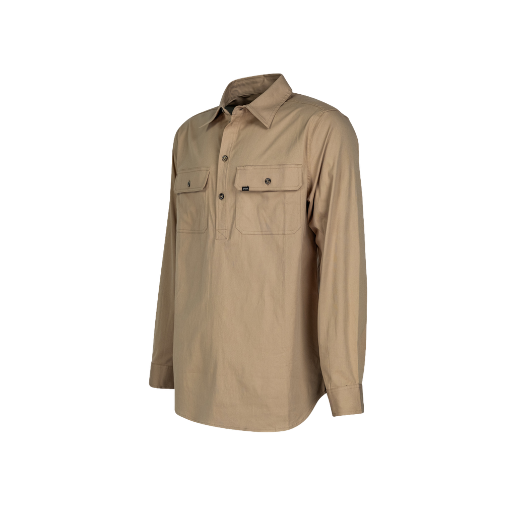 GO Work Half Button Shirt - Mens - Tan - 45